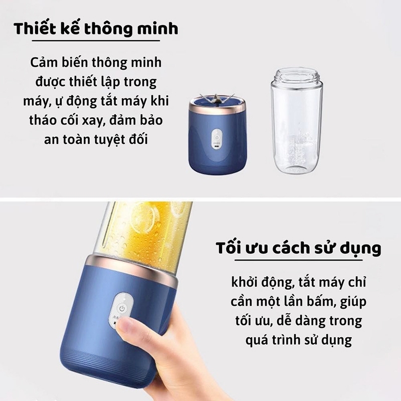 MÁY XAY MINI 6 LƯỠI 2 CỐI 300ML, Phù Hợp Mang Theo Đi Làm Đi Du Lịch Hằng Ngày