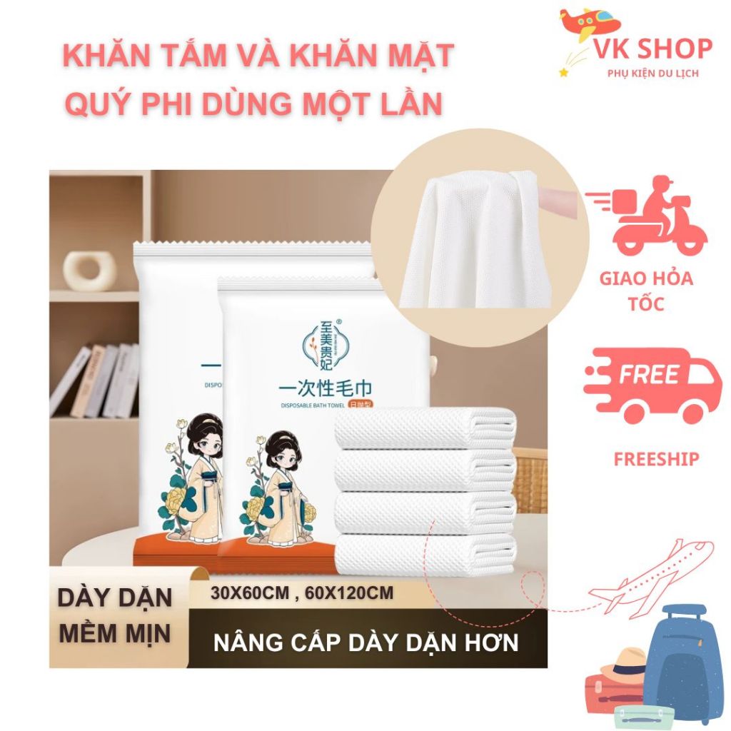 Khăn Tắm Khăn Mặt Du Lịch Dùng 1 Lần – Khăn Khô Cao Cấp Cho Khách Sạn, Spa, Du Lịch, Công Tác