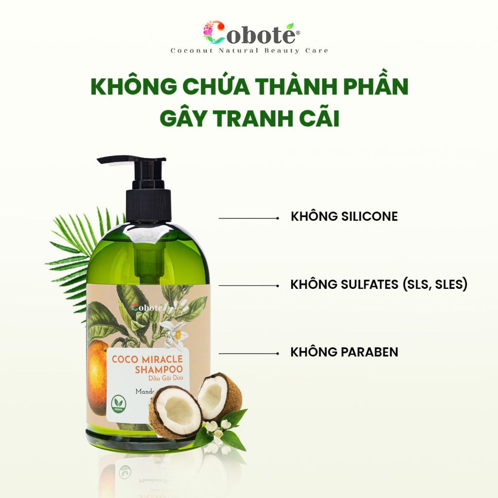 Dầu Gội Dừa - Coco Miracle Shampoo 480ml Giúp Da Đầu Sạch Sẽ, Khỏe Mạnh, Giảm Gãy Rụng Cho Mái Tóc Bóng Mượt Tự Nhiên