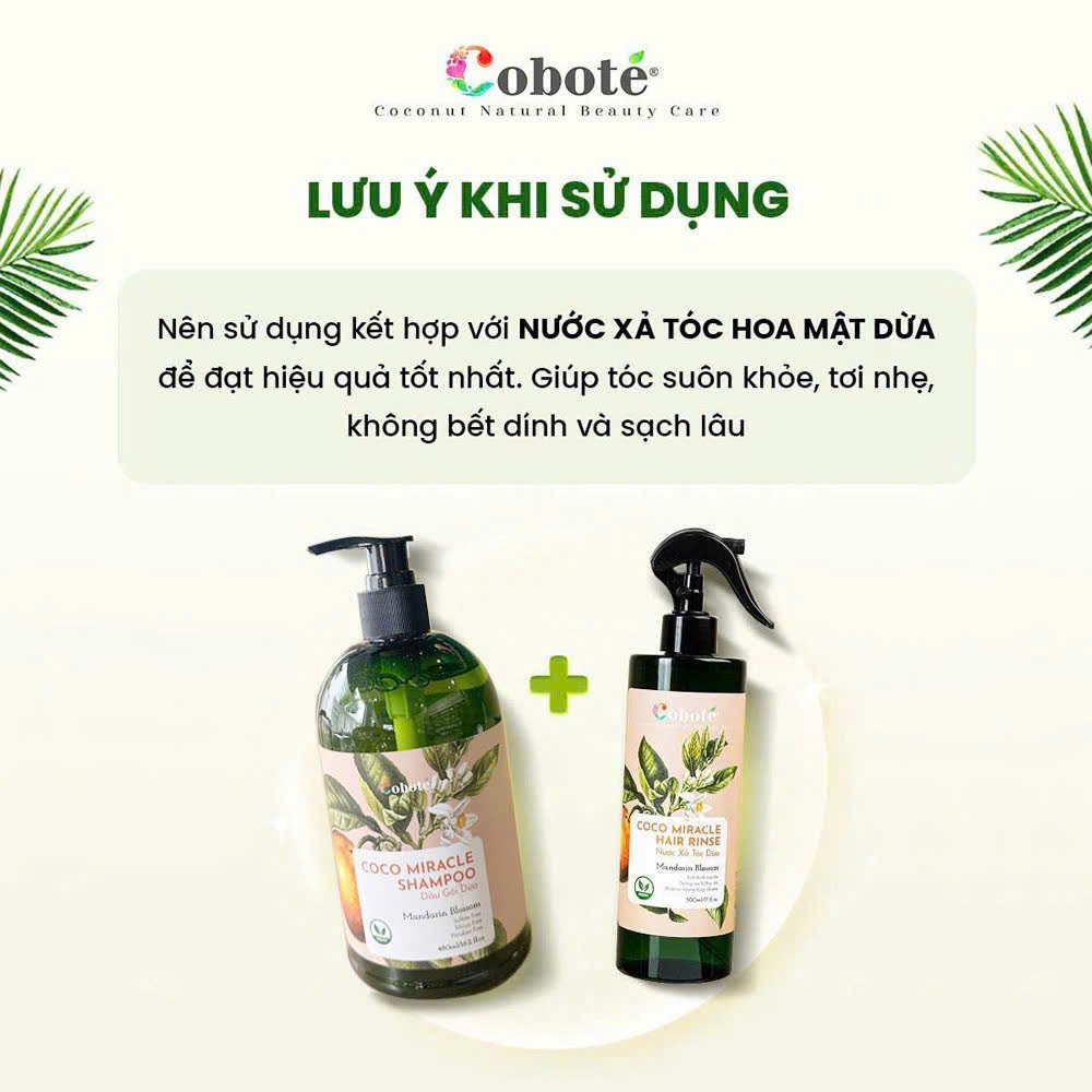Dầu Gội Dừa - Coco Miracle Shampoo 480ml Giúp Da Đầu Sạch Sẽ, Khỏe Mạnh, Giảm Gãy Rụng Cho Mái Tóc Bóng Mượt Tự Nhiên