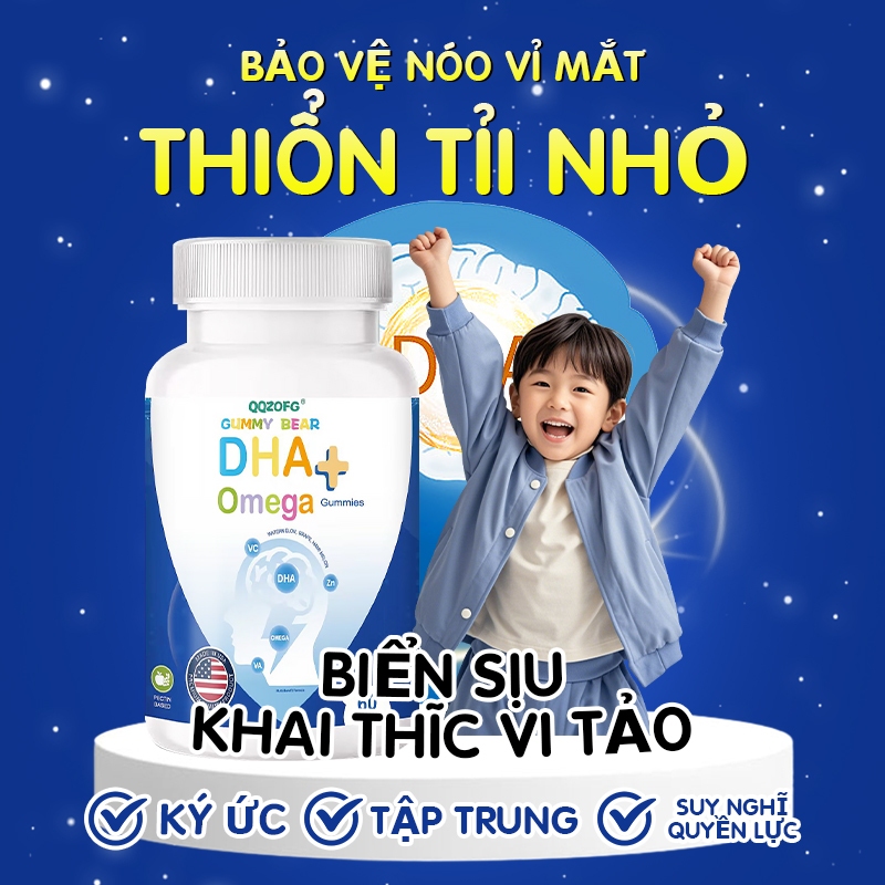DHA dành cho trẻ em: Cải thiện trí nhớ, tăng cường miễn dịch, nâng cao trí thông minh; hương vị trái cây.