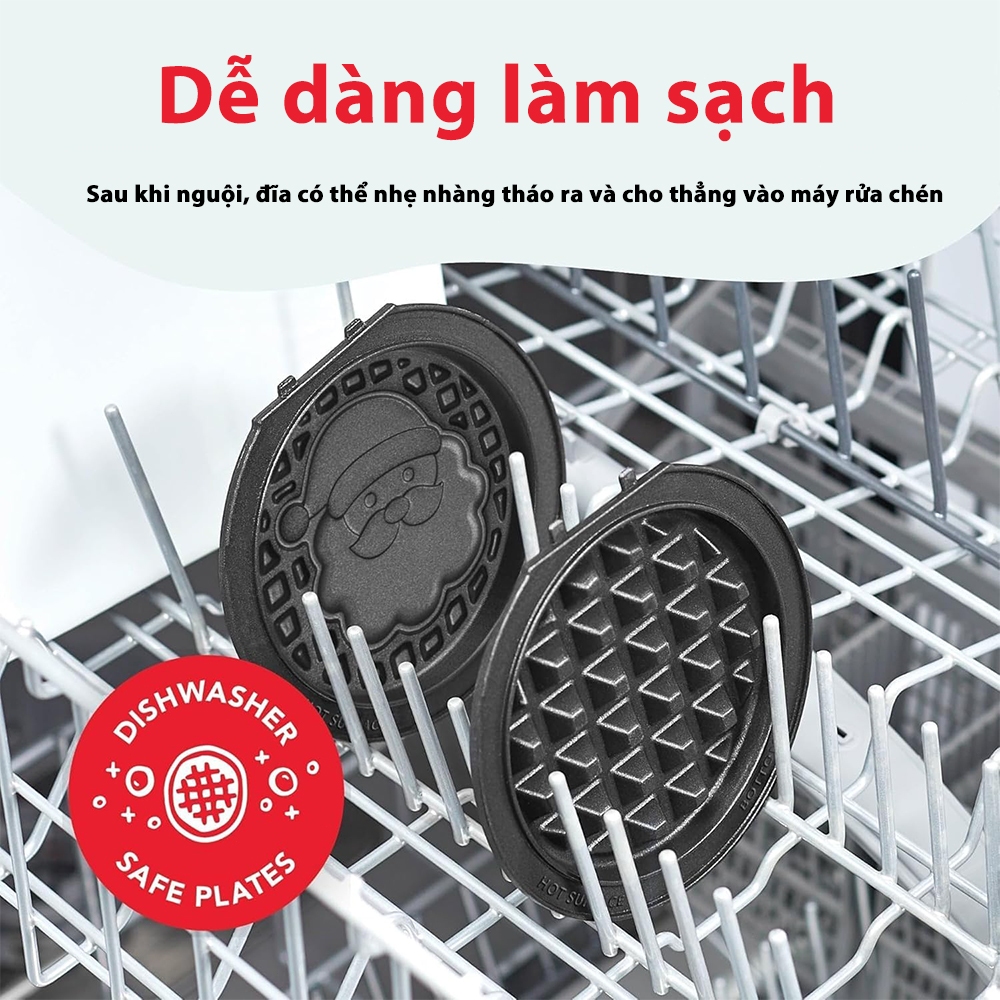 Aimi Máy Làm Bánh Waffle 3 Trong 1 Cho Gia Đình - Khay Nướng Tháo Rời, Bánh Donut Mini/Trứng Chiên/Bánh Waffle