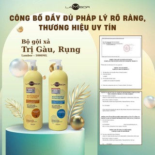 Cặp Dầu Gội Xả LAMBOR VÀNG 1000ml Giảm Gàu, Giảm Dầu, Giảm Gãy Rụng, Phục Hồi Tóc Mềm Mượt