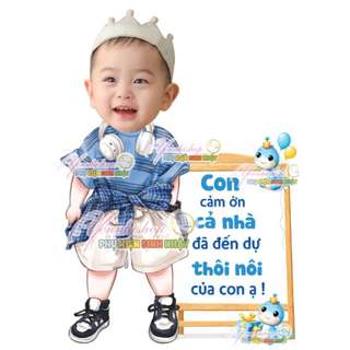 Chibi sinh nhật kèm bảng cảm ơn cho bé trai Yến Nhi Shop