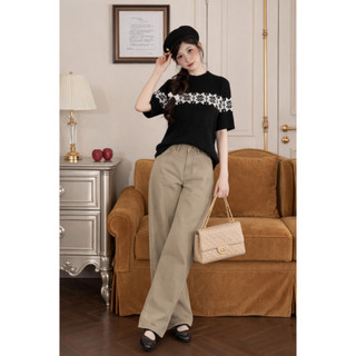 Quần suông nâu w.e Loại 1 thiết kế dáng dài ống rộng trẻ trung cá tính siêu xinh, quần nữ basic sang chảnh