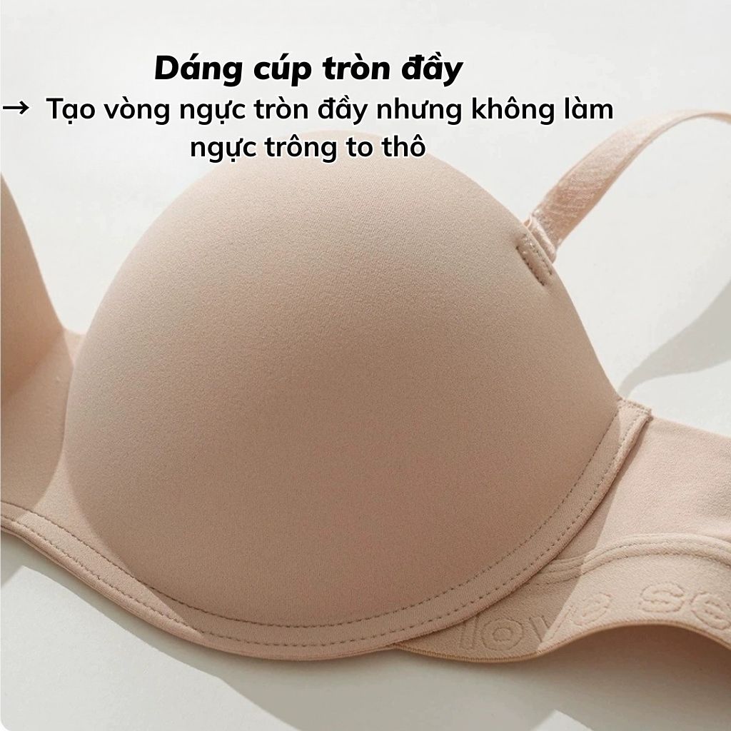 Áo ngực nữ su đúc không gọng mềm mại êm ái đệm mút mỏng ôm ngực nhẹ dây in chữ cá tính LANIXA A9228