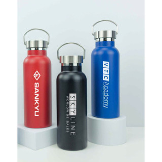 Bình giữ nhiệt nắp inox có quai cầm khắc logo, tên