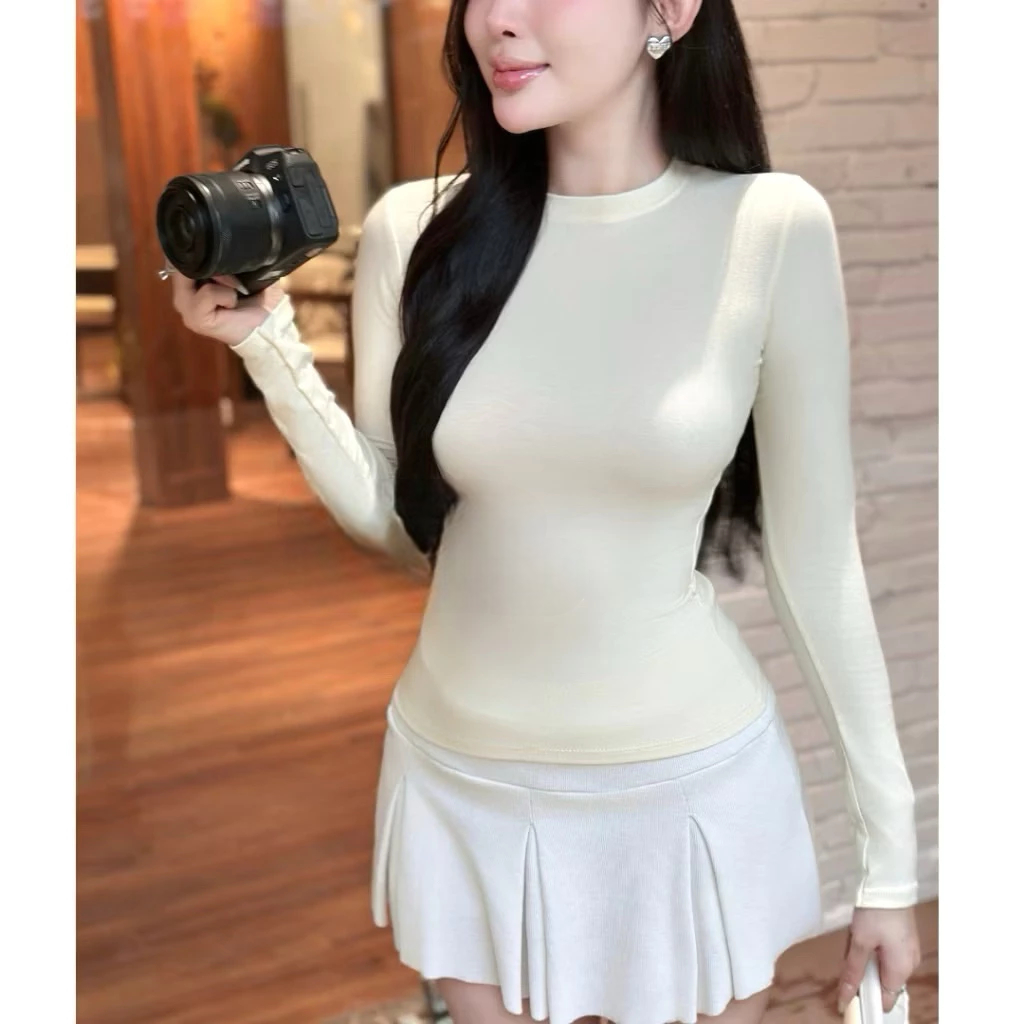 [Peinn] Áo Thun Nữ Dài Tay Cổ Tròn Siêu Co Giãn Mềm Mịn Chất Cotton Nhuyễn Mịn Dày Dặn M2888