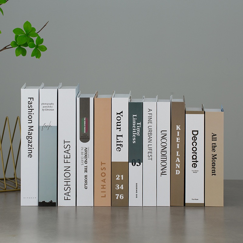 Bộ sách decor 12 cuốn mô hình sách trang trí decor nhà cửa quán cà phê đẹp bìa cứng, in nét