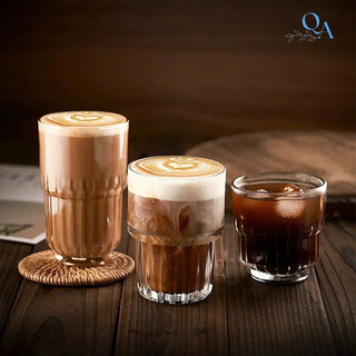 Cốc, ly thuỷ tinh 2 tầng đáy khía chuyên dụng uống cà phê, espresso, decor nhà hàng cao cấp