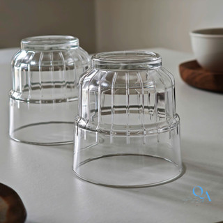 Cốc, ly thuỷ tinh 2 tầng đáy khía chuyên dụng uống cà phê, espresso, decor nhà hàng cao cấp