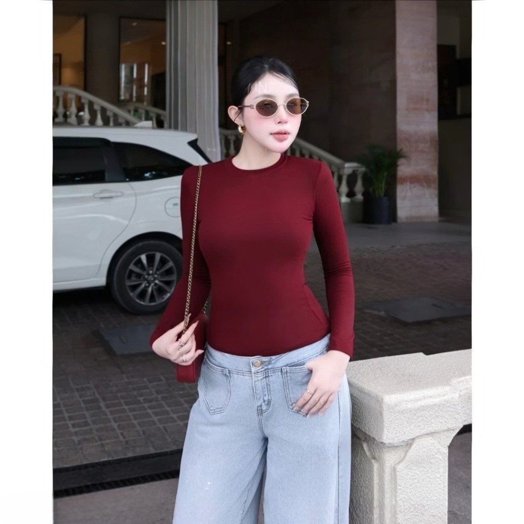 [Peinn] Áo Thun Nữ Dài Tay Cổ Tròn Siêu Co Giãn Mềm Mịn Chất Cotton Nhuyễn Mịn Dày Dặn M2888