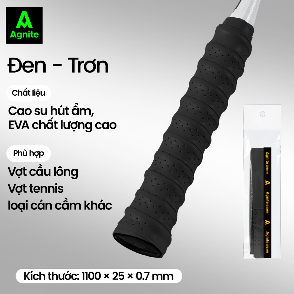 Quấn cán vợt Agnite cho cầu lông, pickleball, tennis – bám tay, chống trượt, thấm hút mồ hôi