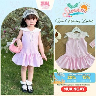 Váy Bí Bé Gái Hot Trend Hồng Cổ Thủy Thủ J7751 - Đầm Cotton Thô Hàn Phối Ren Đáng Yêu