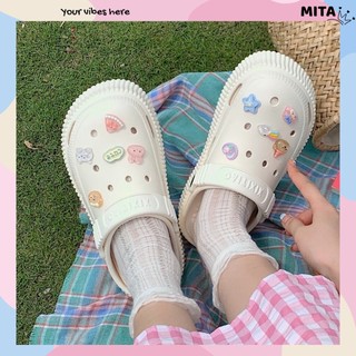 Dép sục nữ XIXITIAO kèm 14 sticker Pizza đế cao 5,5 cm kiểu sandal Mita CS-45