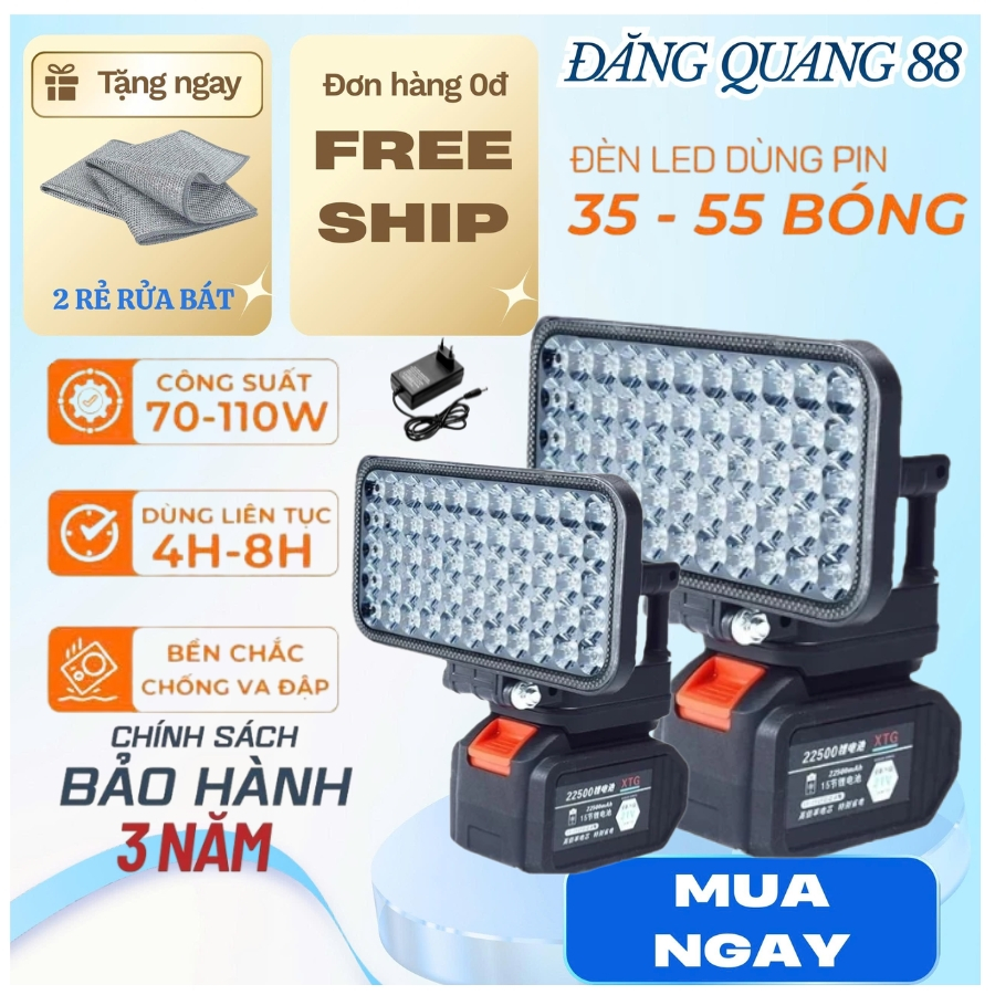 Đèn LED 2026 Siêu Sáng Sử Dụng Pin Makita 55 LED Với 2 Chế Độ Sáng, Có Cổng Sạc Điện Thoại USB