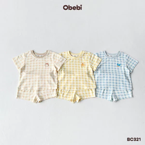 Bộ Cộc Kẻ Caro Mùa Hè Obebi Vải Modal Mềm Mát Thoáng Khí Cho Bé Trai Bé Gái Từ 6- 22kg BC321