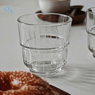 Cốc, ly thuỷ tinh 2 tầng đáy khía chuyên dụng uống cà phê, espresso, decor nhà hàng cao cấp