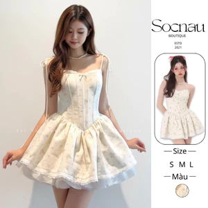 Váy Tùng Xòe Tiểu Thư Hoa Lavender NV744 Váy Bồng Xòe Form Corset Mẫn Tiên