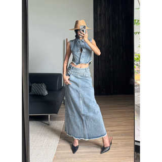 MIDDUA - SET váy DENIM GỒM VJ055 và GIlet07 bán tách lẻ món