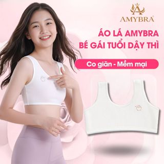 Áo lá bé gái mềm mại in hình cute, Áo lót nữ học sinh cấp 1 chất liệu cotton co giãn AMYBRA B341