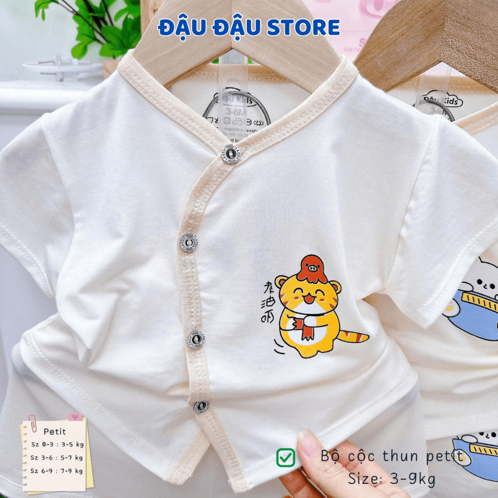 Set 3/5 Bộ quần áo cộc tay sơ sinh in áo vải thun petit mềm mịn mát cho bé sơ sinh size 0-9 tháng CL078 Đậu Đậu Store