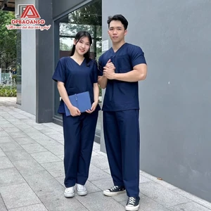 Bộ Scrubs Y Tế Tay Ngắn Cổ Tim Thanh Lịch - Nhiều Màu Cho Y Bác Sĩ, Kỹ Thuật Viên Spa