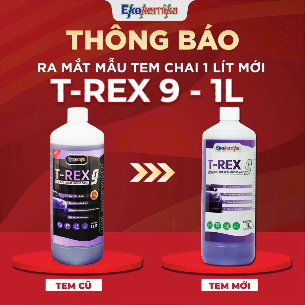 NƯỚC RỬA Ô TÔ - XE MÁY KHÔNG CHẠM ĐẶC BIỆT T-REX 9 EKOKEMIKA ITALY -1L