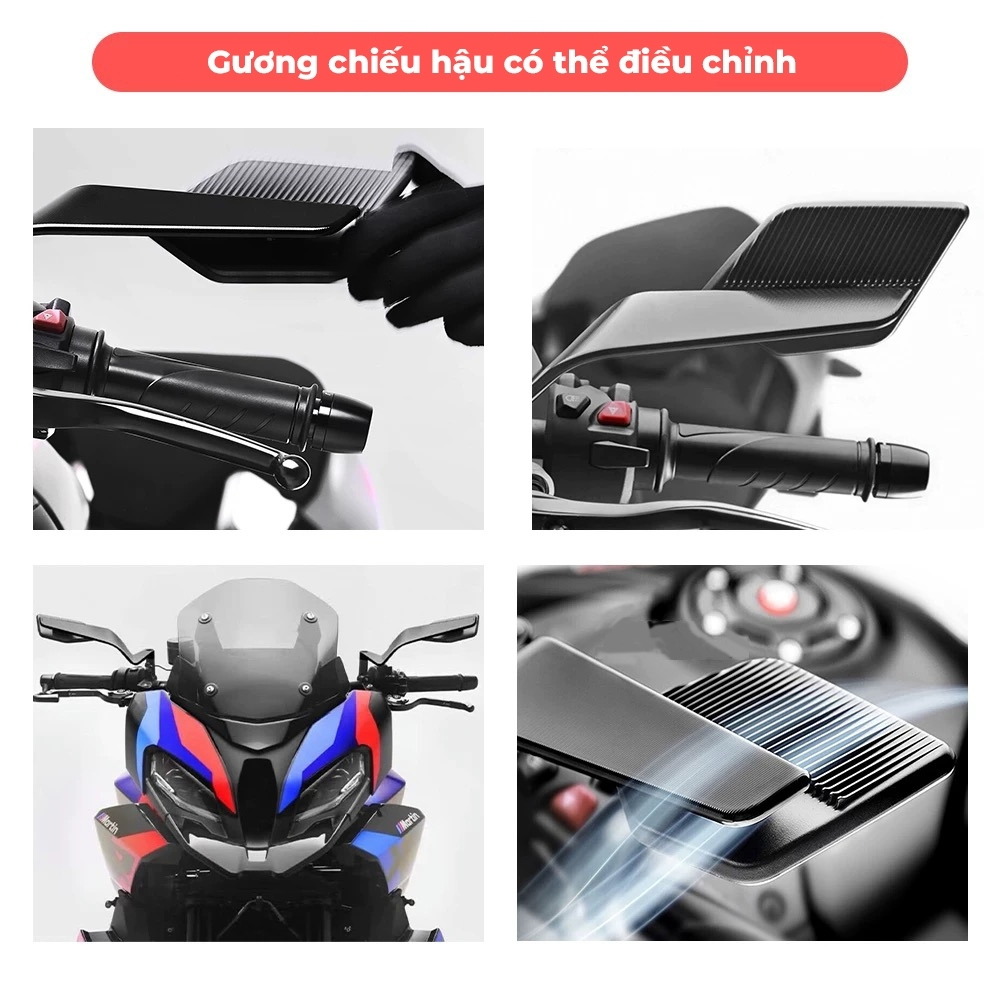 【 🔥COD🔥】 1 Đôi Gương chiếu hậu Xe máy Có thể Điều chỉnh cánh gió Xoay Mặt Kính trắng Gắn cho mọi dòng xe