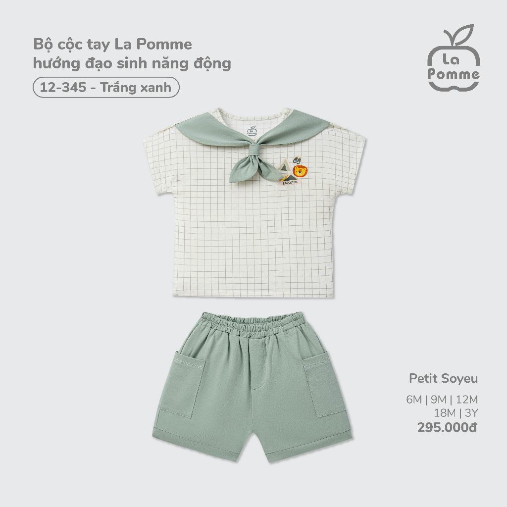 Bộ cộc tay La Pomme hướng đạo sinh năng động - Sợi Petit Soyeu thoáng mát – Bé trai - 6M - 3Y