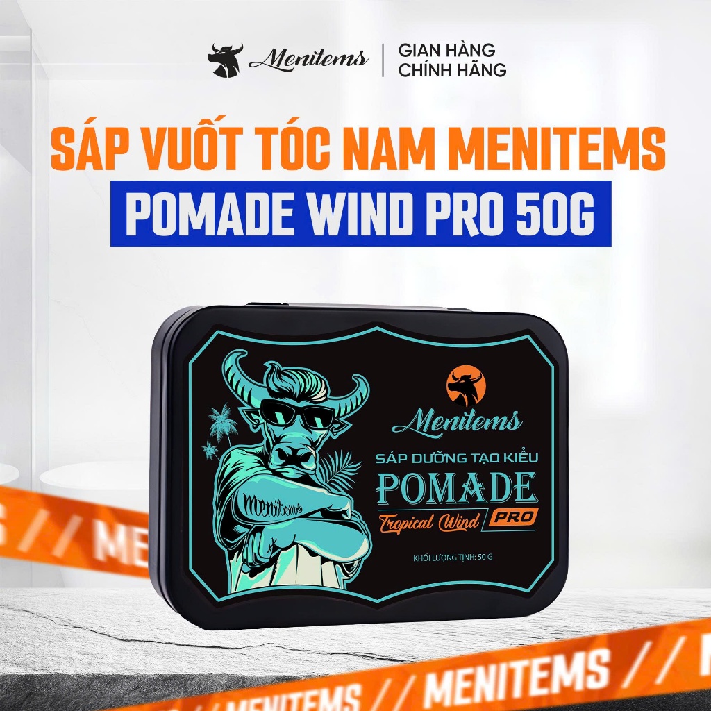 Sáp vuốt tóc nam Menitems Pomade Pro Wind giúp tạo kiểu tóc, giữ nếp ...