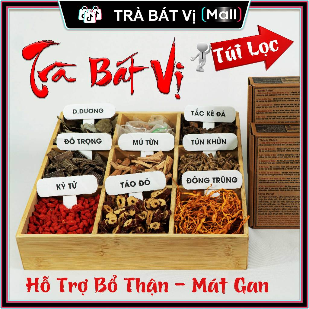 [Trà Bát Vị] - Hàng Chính Hãng - Bổ Thận - Mát Gan, Tăng Cường Sinh Lực, Nâng Cao Sức Khỏe, Uống Ngon - [Hộp 30 Gói]