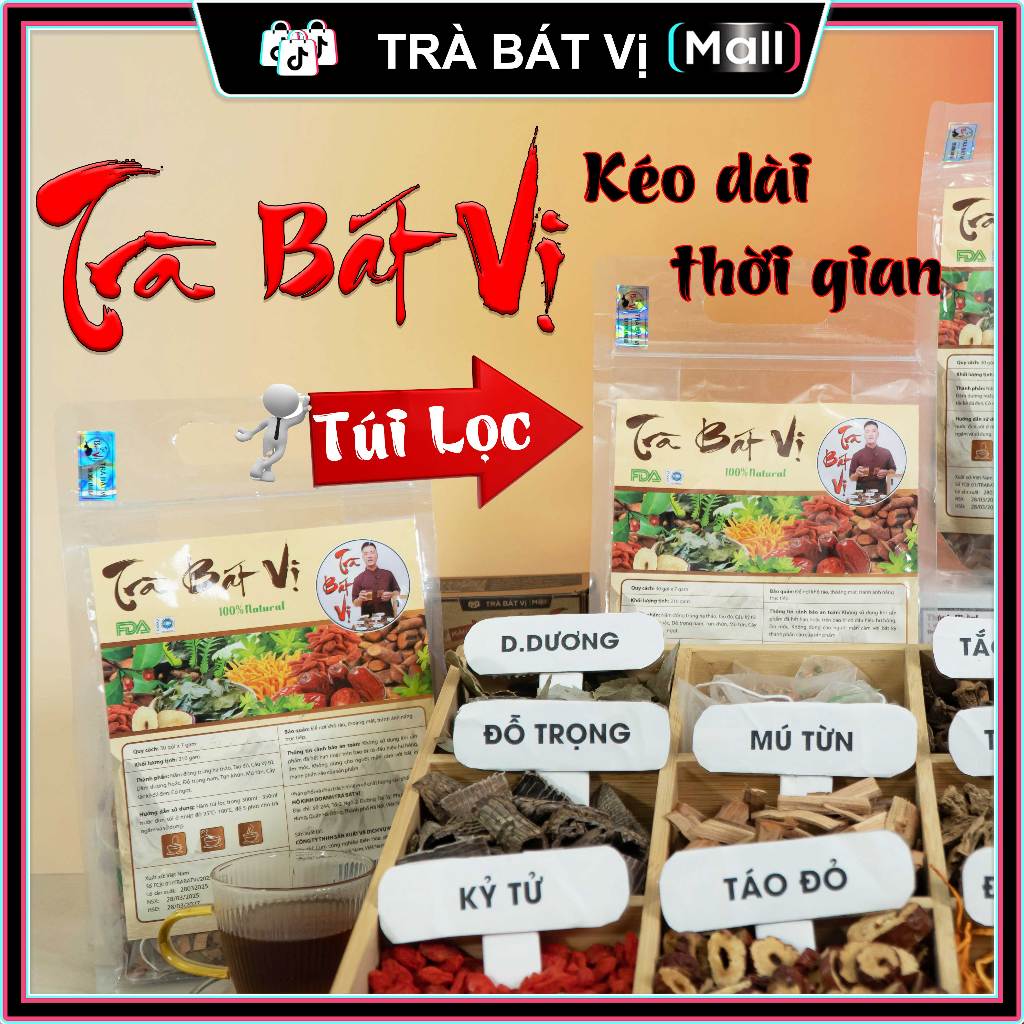 [Trà Bát Vị] - Hàng Chính Hãng - Bổ Thận - Mát Gan, Tăng Cường Sinh Lực, Nâng Cao Sức Khỏe, Uống Ngon - [Hộp 30 Gói]