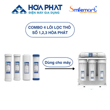 Combo bộ 4 lõi lọc cao cấp Hòa Phát: 2 lõi số 1+1 lõi số 2+1 lõi số 3- Hàng chính hãng