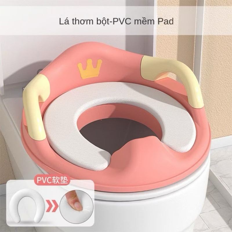 Bệ Lót Bồn Cầu Cho Bé Chất Liệu Nhựa Pvc Có Tay Nắm Chắc Chắn An Toàn Cho Bé