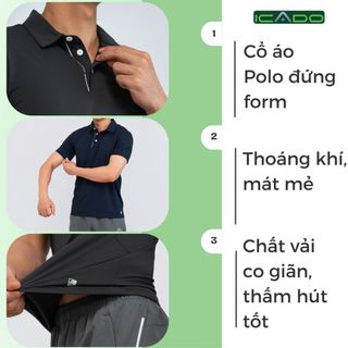 Áo Polo Nam Tennis Pickleball ICADO HT117 Áo Thun Nam Cao Cấp Thoáng Khí thế giới đồ tập thegioidotap