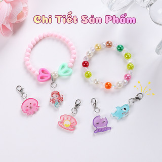 Set Vòng Tay Hạt Charm Tiên Cá, Thỏ Dễ Thương Cho Bé Gái, Màu Sắc Nổi Bật, Phụ Kiện Thời Trang Đáng Yêu Cho Bé