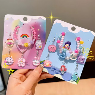 Set Vòng Tay Hạt Charm Tiên Cá, Thỏ Dễ Thương Cho Bé Gái, Màu Sắc Nổi Bật, Phụ Kiện Thời Trang Đáng Yêu Cho Bé