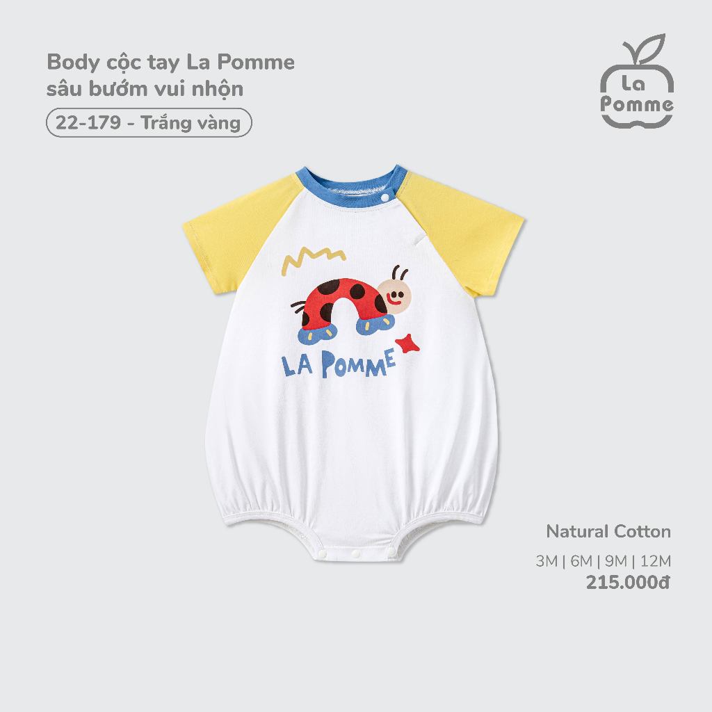 Body cộc tay La Pomme sâu bướm vui nhộn - Sợi Natural Cotton thoáng mát – Bé trai - 3M - 12M