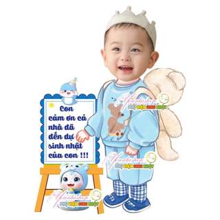 Chibi sinh nhật kèm bảng cảm ơn cho bé trai Yến Nhi Shop