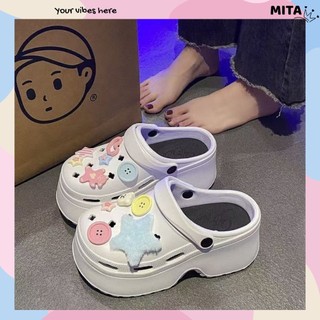 Dép sục nữ đế cao 8cm Mita kèm 13 charm Ngôi sao cá tính kiểu sandal quai hậu CS-195