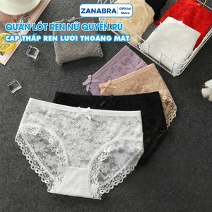 Quần lót ren cạp vừa đính nơ xinh xắn, Quần lót nữ cao cấp đáy may 2 lớp kháng khuẩn ZANABRA L104