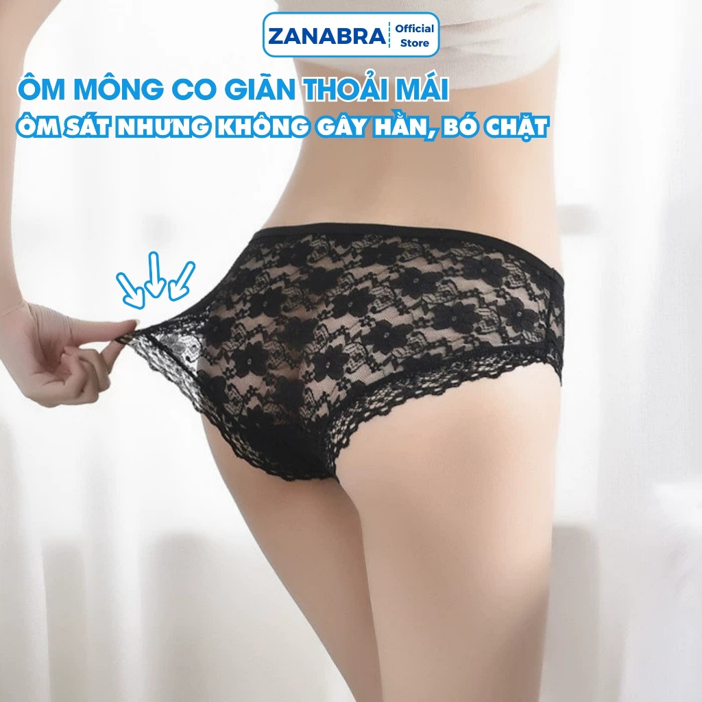 Quần lót ren cạp vừa đính nơ xinh xắn, Quần lót nữ cao cấp đáy may 2 lớp kháng khuẩn ZANABRA L104