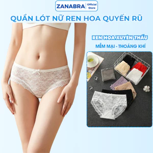 Quần lót ren hoa xuyên thấu quyễn rũ mềm mại thoáng mát, Quần chip ren nữ đáy lót cotton kháng khuẩn ZANABRA L104