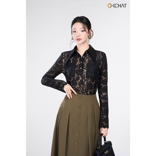 Áo Thun 𝐂𝐂𝐇𝐀𝐓 Dáng Ôm Ren Ava Bloom Cổ Đức Sang Trọng Chất Liệu Cao Cấp 16TDR2002OT