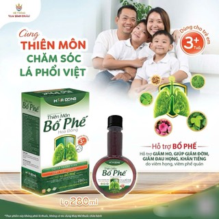 Siro Thiên Môn Bổ Phế Hoa Đông - hỗ trợ giảm ho, tiêu đờm, giảm đau rát họng, khản tiếng do ho viêm họng, chai 280ml