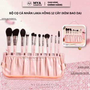 Bộ Cọ Cá Nhân LAKA 12 Cây (Kèm Bao Da), Lông Mềm Bám Phấn Đủ Các Chức Năng