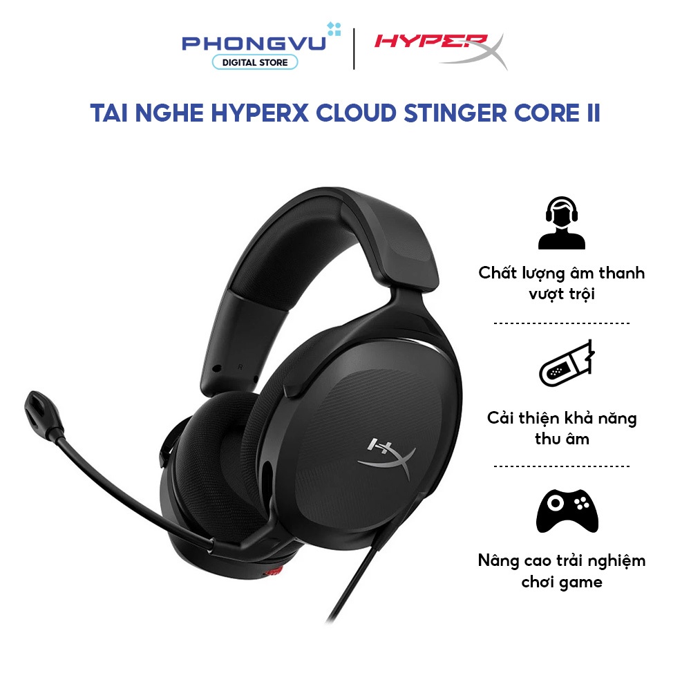Tai nghe HyperX Cloud Stinger Core II - Over-ear - Driver 40mm - Âm thanh 3D - Bảo hành 24 tháng | BigBuy360 - bigbuy360.vn