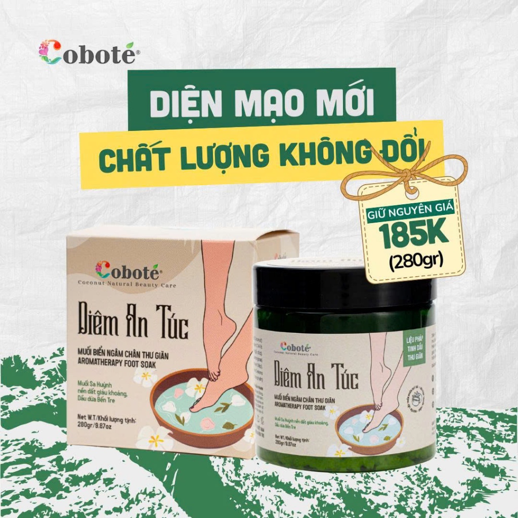 Muối ngâm chân thư giãn hỗ trợ ngủ ngon, hỗ trợ cải thiện nứt gót và mềm gót 65g 310g