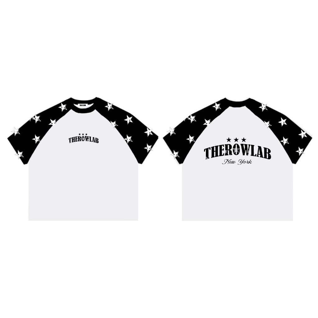 THEROW Áo Thun Boxy Raglan Tay Ngôi Sao Local Brand Tay Ngắn Cotton Phối Borip 250gsm Áo Phông Forrm Rộng Unisex Nam Nữ | BigBuy360 - bigbuy360.vn